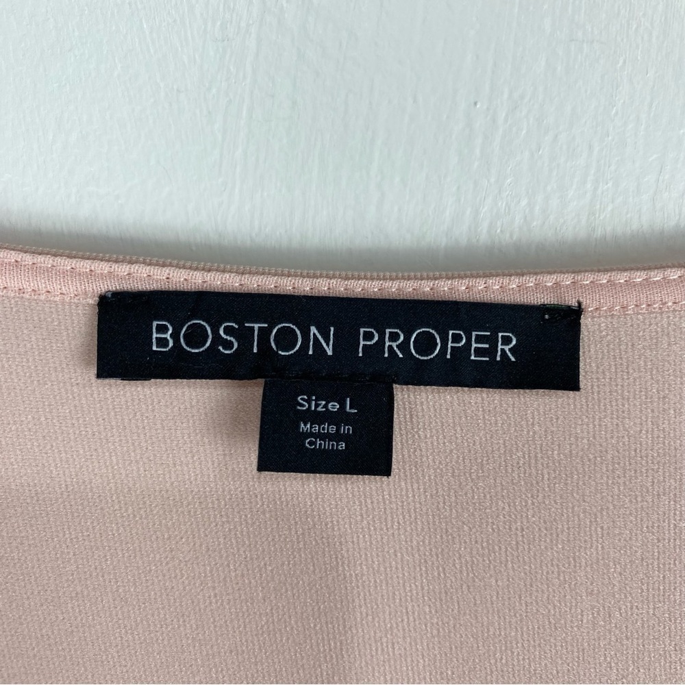 Boston Proper Ruffle Sleeve Flowy V-Neck Formal Midi Dress Blush Pink Size Large - Picture 3 of 5